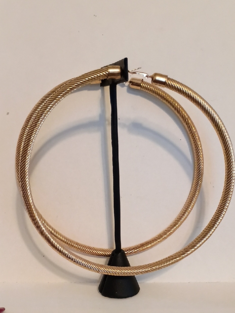 Gold Tone Jumbo Twisted Hoop Earrings Large Textured Statement Hoops